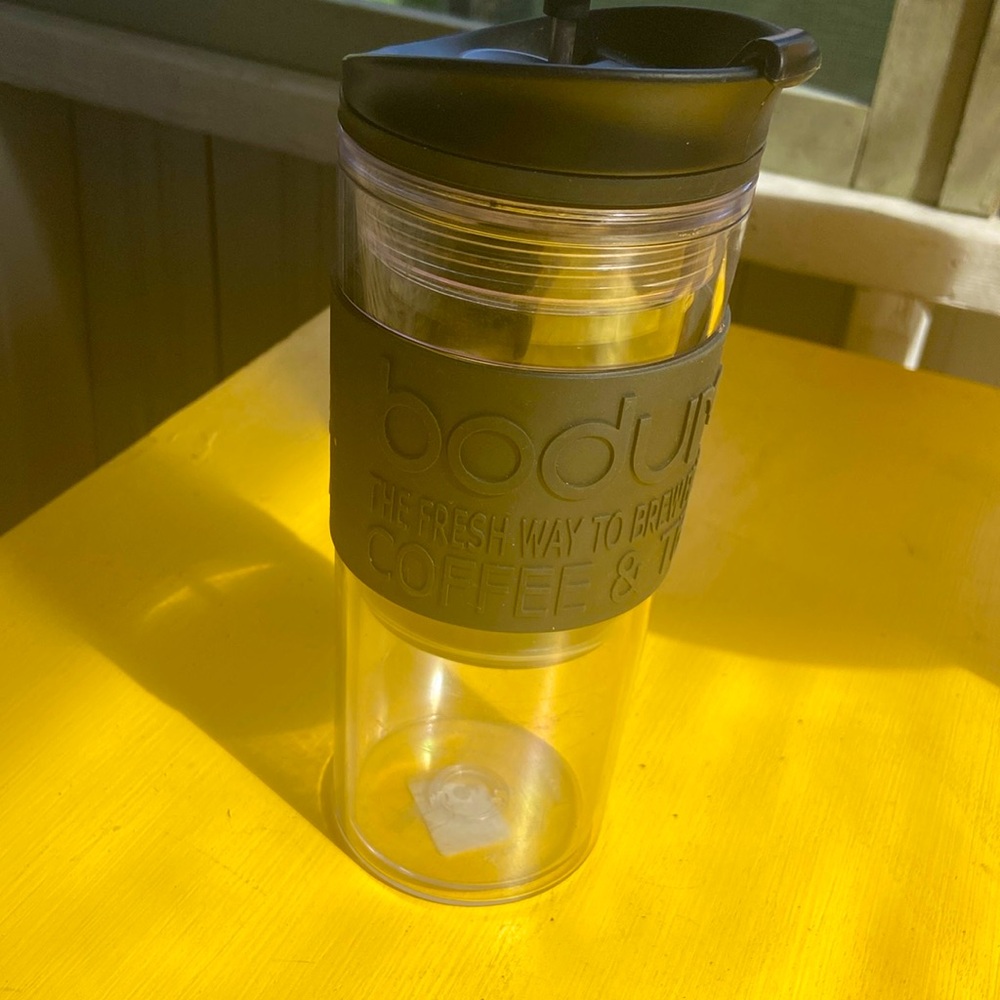 Bodum fresh brewed coffee/ tea. Made in Portugal.